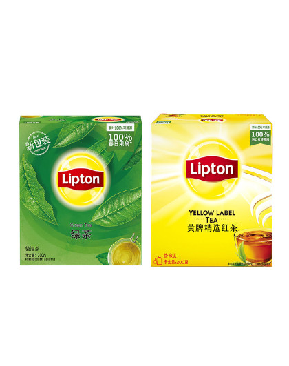 Lipton黄牌精选经典红茶绿茶组合茶叶冲泡袋泡茶包200包