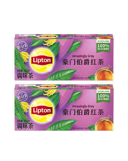 Lipton伯爵红茶精选茶叶经典自饮非独立包装袋泡茶包2盒