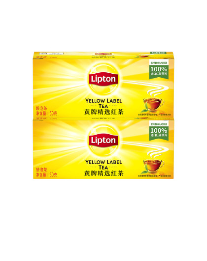 Lipton红茶茶叶黄牌精选经典冲饮袋泡茶包办公室下午茶2盒
