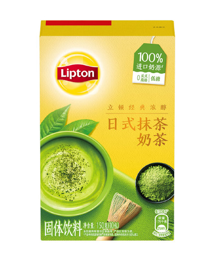 Lipton速溶低糖抹茶奶茶100%进口奶源冲泡奶茶粉10包