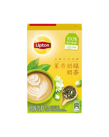 Lipton奶茶经典浓醇低糖茉莉奶绿速溶奶茶粉独立包装10包