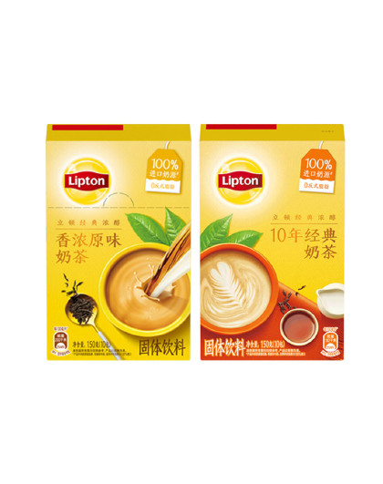 Lipton奶茶10经典浓醇原味0反式脂肪速溶冲泡奶茶粉2盒