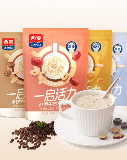 特浓牛奶红枣蜂蜜燕麦片588g*2独立小包即食健康营养早餐