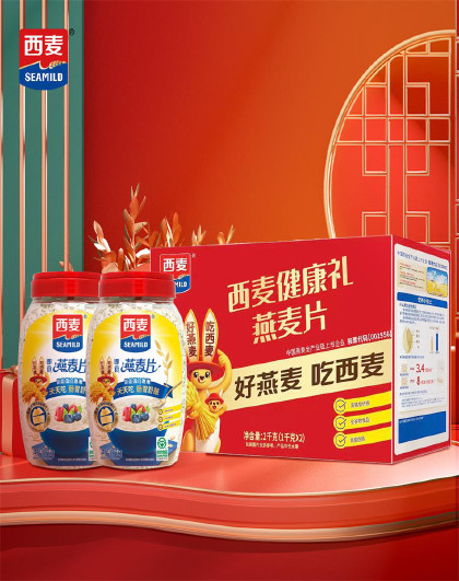 【礼盒】谷物即食燕麦片礼盒长辈佳礼1000g*2桶早餐