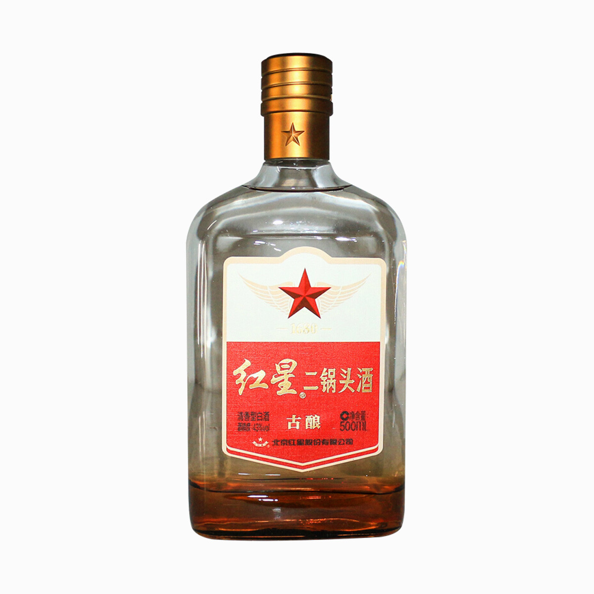 北京红星二锅头 43度古酿清香型白酒 500ml*6瓶 整箱装