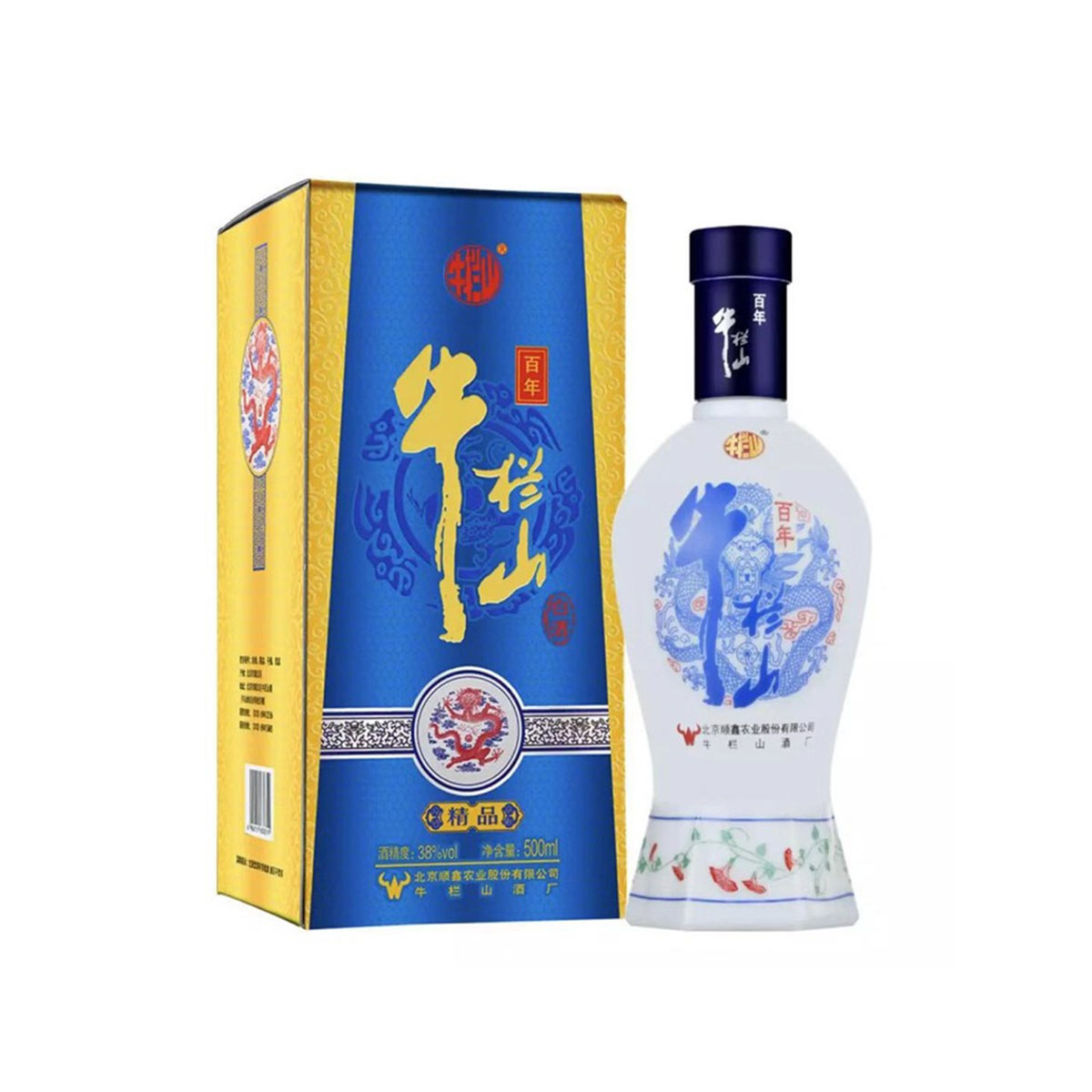 牛栏山精品38度500ml*6瓶 整箱白酒 原箱配礼袋