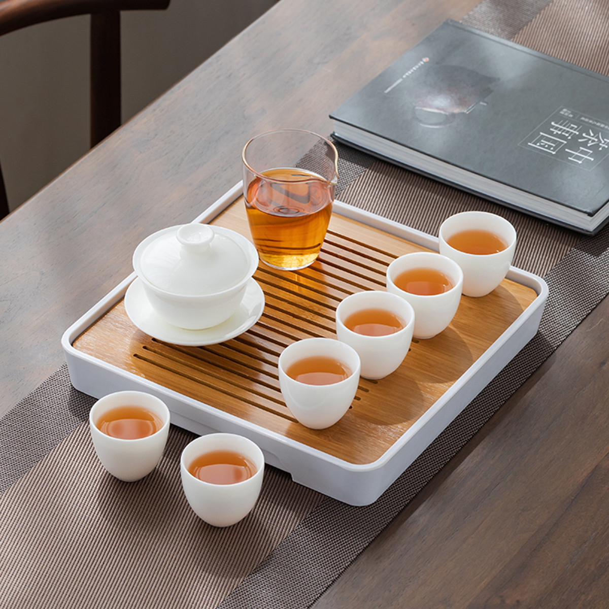 办公室简易整套喝茶杯子现代家用简约玻璃公道杯功夫茶具盖碗套装