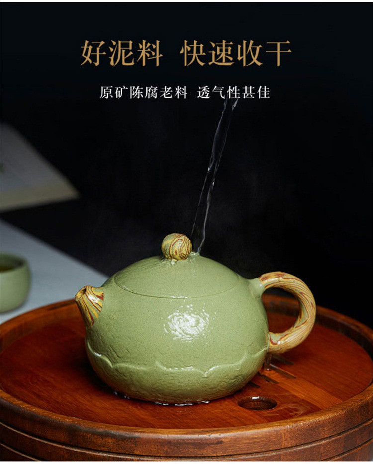 尊壶 豆青砂名家泡茶壶功夫茶壶手工茶具宜兴原矿紫砂