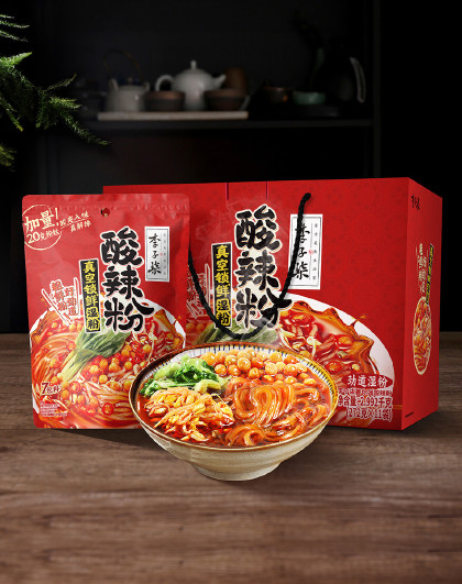 李子柒薯你弹酸辣粉红薯粉四川粉丝袋装方便面速食11袋礼盒
