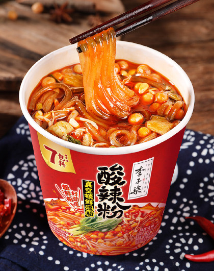 李子柒酸辣粉桶装速食红薯粉懒人冲泡速食四川粉丝方便面米线7桶