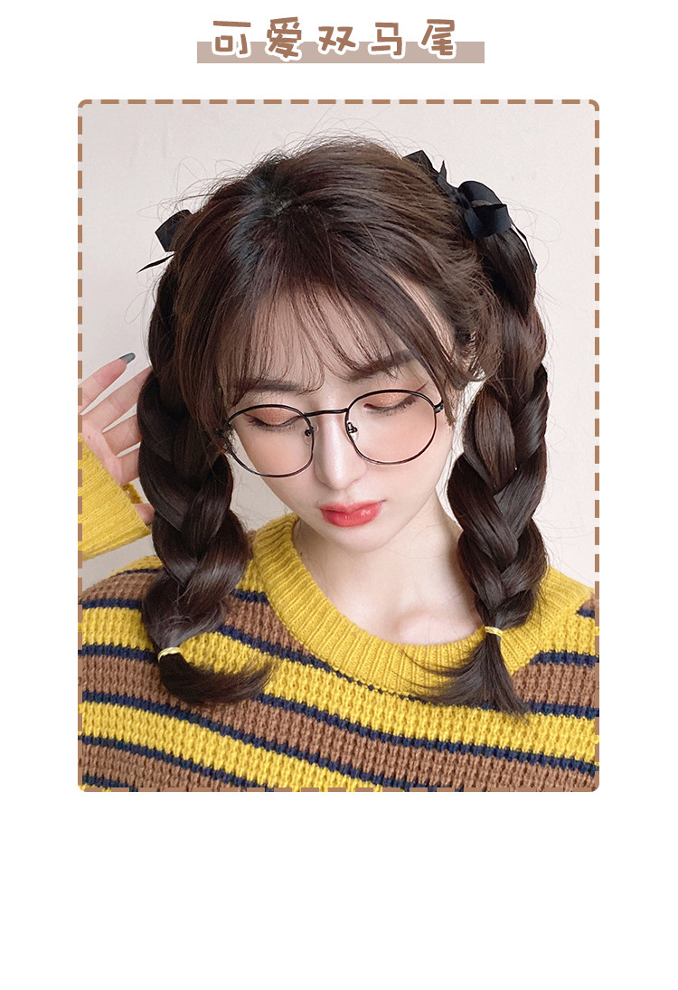假发马尾女假辫子 绑带式日系双马尾假发片软妹长卷发