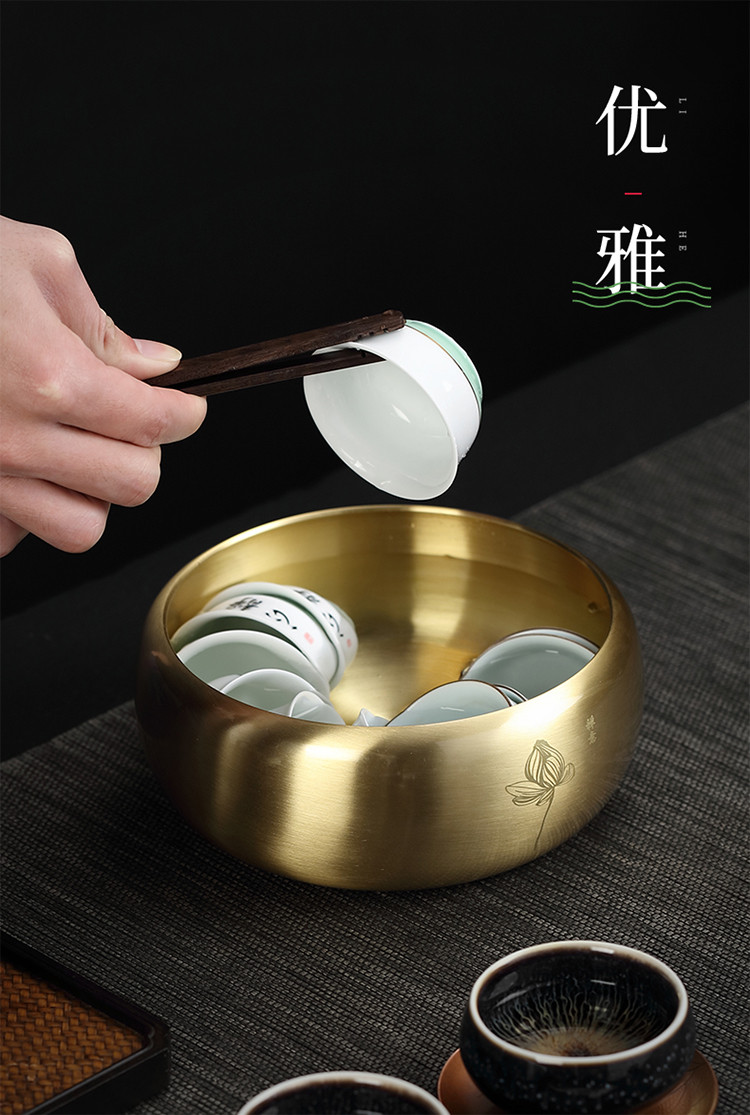 大号茶洗 铜制茶具笔洗功夫茶具套装茶道六君子零配水盂水洗