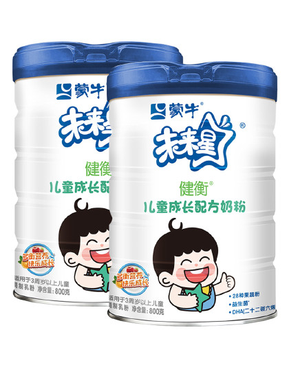 未来星高钙高锌男女儿童成长配方奶粉3-15岁800g*2+袋