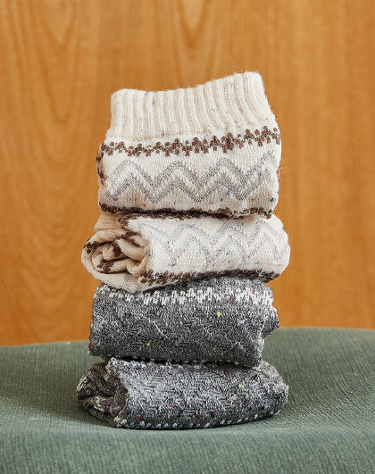 【费尔岛系列】含绵羊毛袜子女秋冬款中筒袜加厚保暖韩系百搭袜子