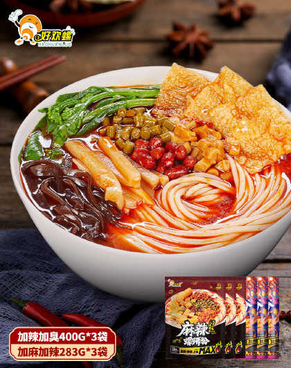 【组合】麻辣螺蛳粉*3袋+麻辣素毛肚*3袋柳州特产速食螺丝