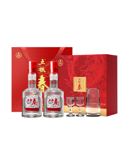 五粮春龙年礼盒 双支装45度 500ml*2含酒具浓香型白酒