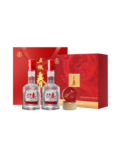 五粮春龙年茶酒礼盒 双支装45度 500ml*2浓香型白酒