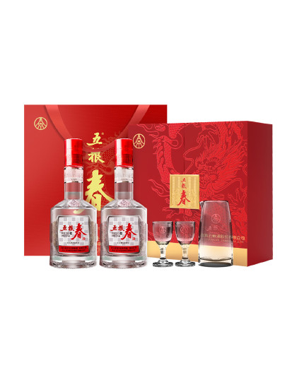 五粮春龙年礼盒 双支装50度 500ml*2含酒具浓香型白酒