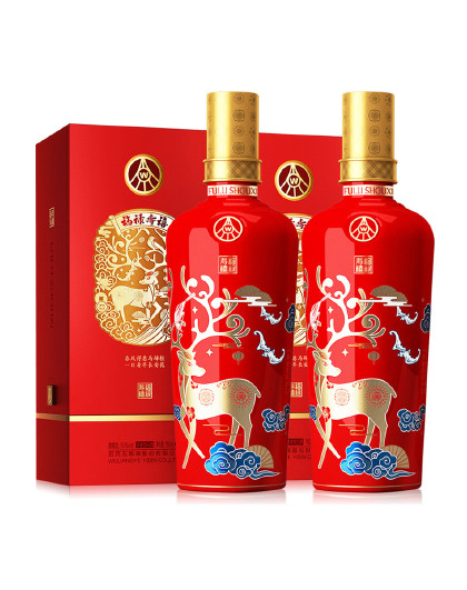 股份 福禄寿禧中国红 浓香型白酒 52度 500ml*2瓶