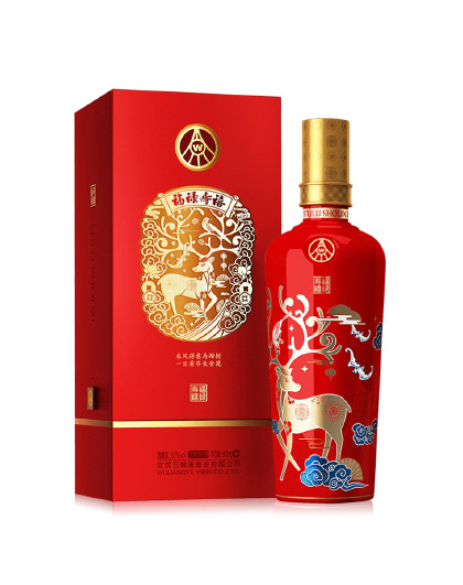 股份 福禄寿禧中国红 浓香型白酒 52度500ml单瓶 宴请