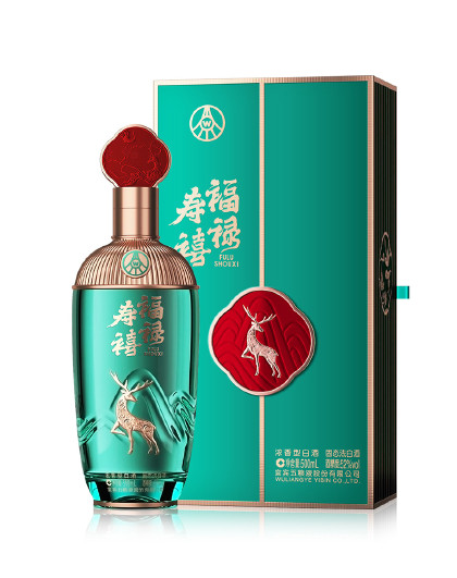 股份福禄寿禧山高 浓香型白酒 52度 500ml单瓶 宴请