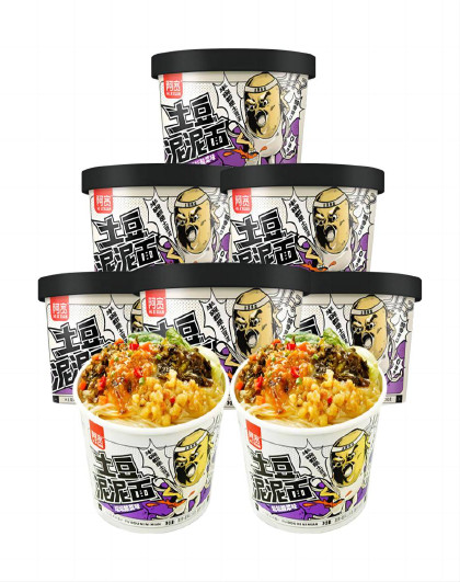 酸菜味泡面拌面碗装速食早餐夜宵网红小吃土豆泥拌粉面条6碗装