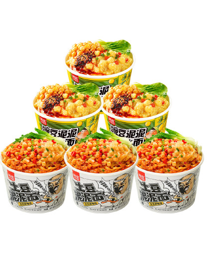 豌豆泥泥面拌面孜然麻辣味泡面速食早餐宵夜土豆泥拌粉面条