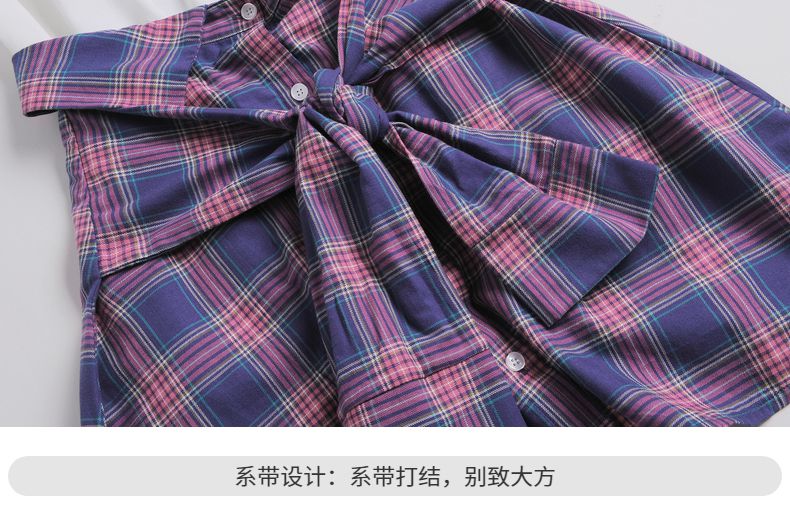 连衣裙女夏装新款字母绣花系带打结两件套时尚个性女