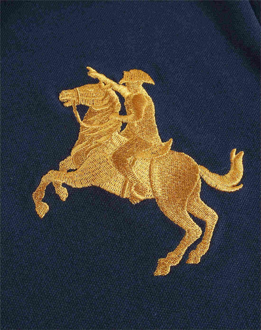 标志海军宝蓝色 拿破仑刺绣弹力棉修身短袖polo