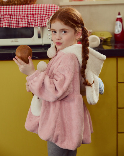 【可爱兔耳朵帽子】儿童睡衣冬季女童珊瑚绒中大童可外穿家居上衣