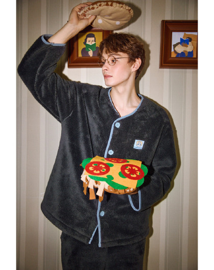 【鲨鱼猫系列】睡衣男士秋冬加厚高级感可外穿学生青少年家居套装