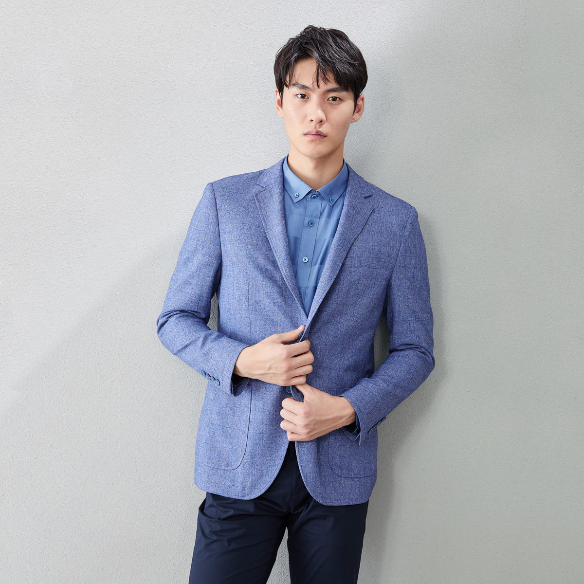hla海澜之家2019春季新款男士优雅修身款经典绅士休闲西服/外套hwxad1