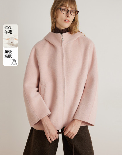 甜美减龄保暖外套2024年冬季款优雅气质100%羊毛呢大衣女