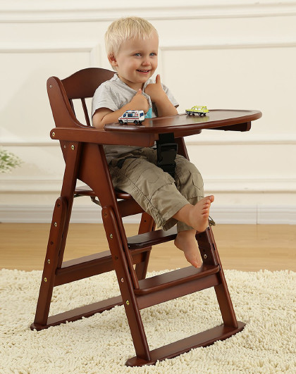 餐椅多功能折叠儿童餐椅吃饭椅子折叠餐椅婴儿餐椅宝宝餐桌便携深咖