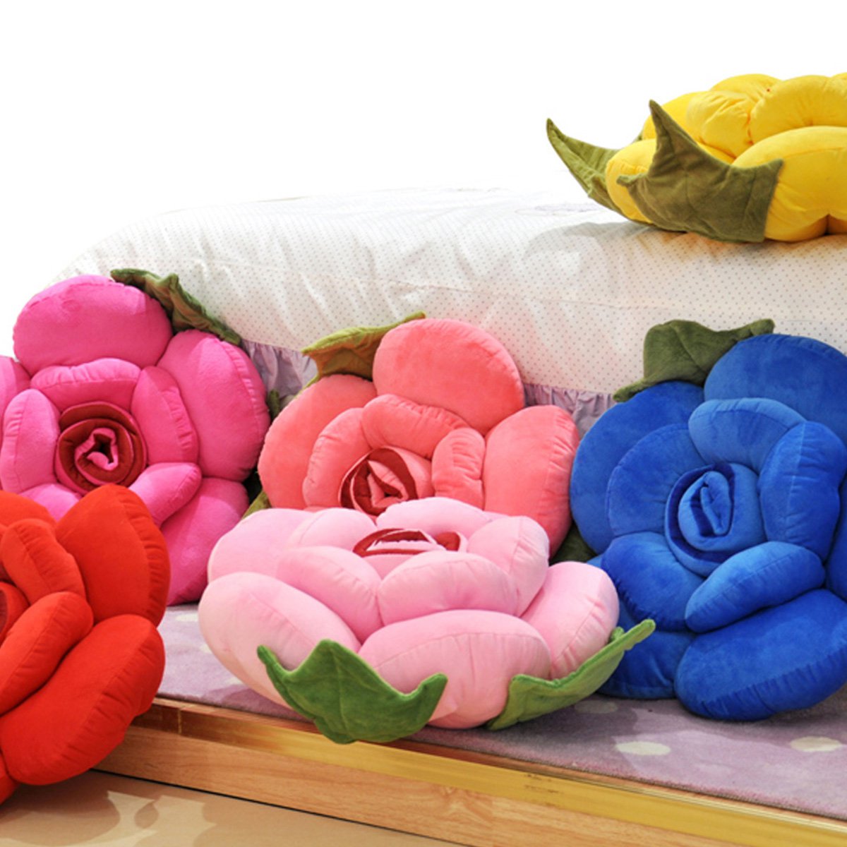 卡通仿真玫瑰花抱枕40cm 创意靠垫花瓣 腰枕 毛绒玩具儿童生日礼物女