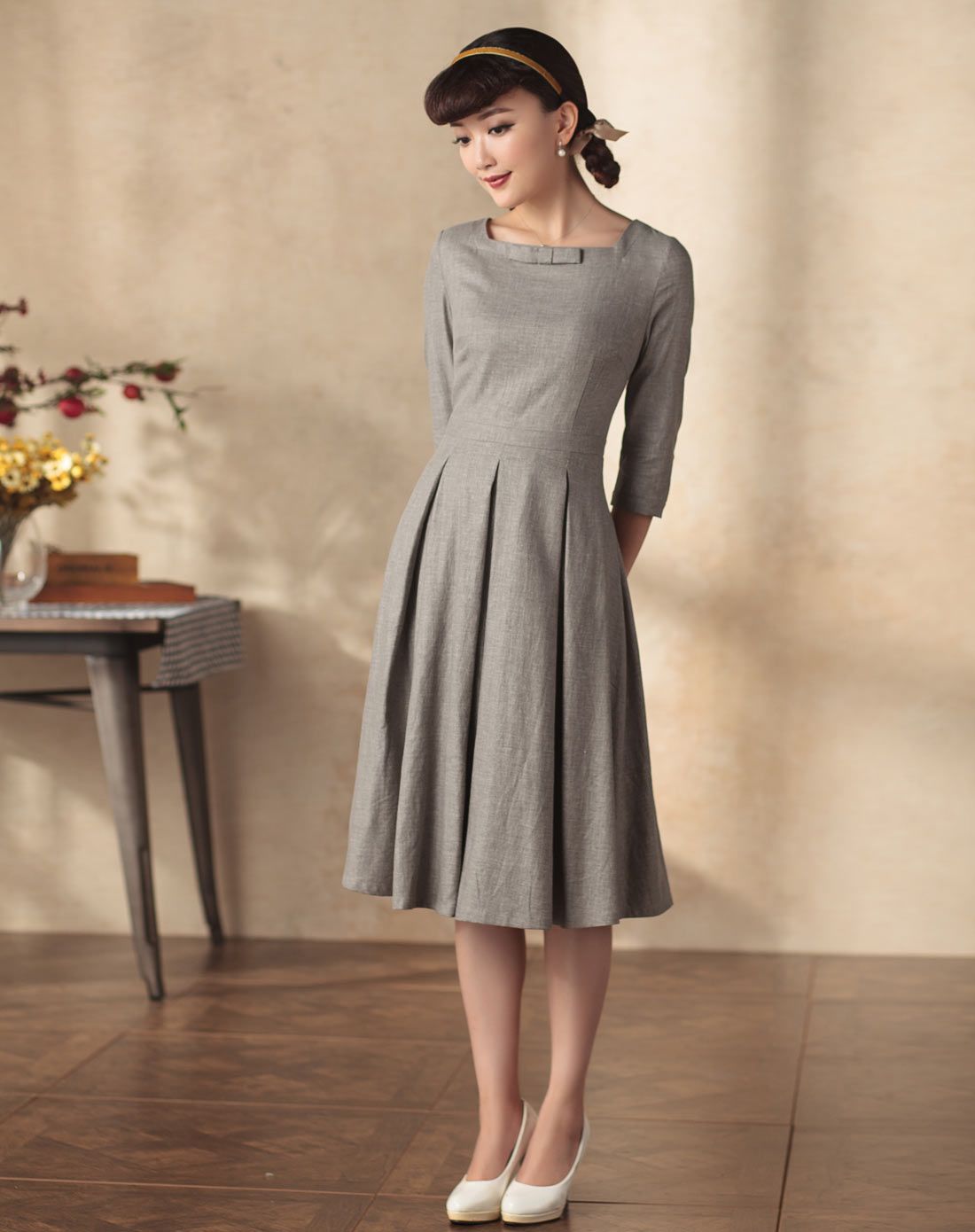 逸红颜E-Beauty婉晴 中款复古连衣裙53FQ06M