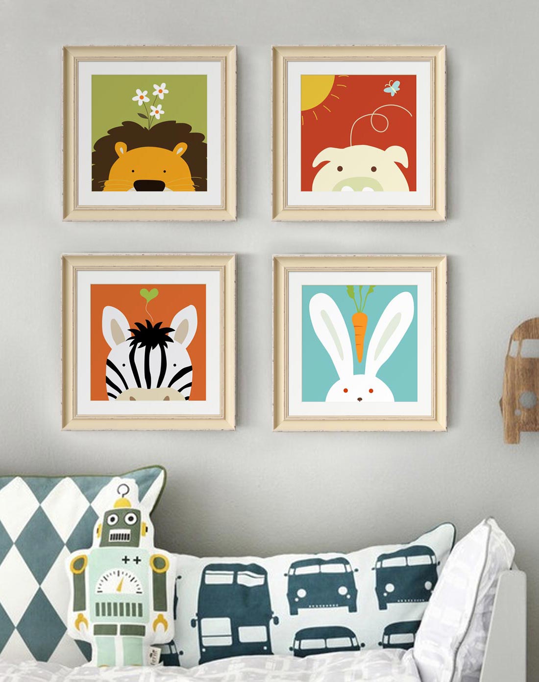 38*38cm 动物总动员兔子清新儿童房装饰画
