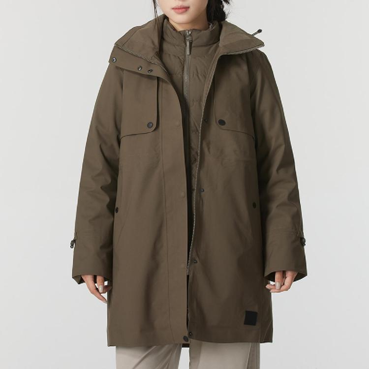 Jack Wolfskin 户外连帽羽绒三合一女装夹克上衣休闲舒适保暖运动外套 In Brown