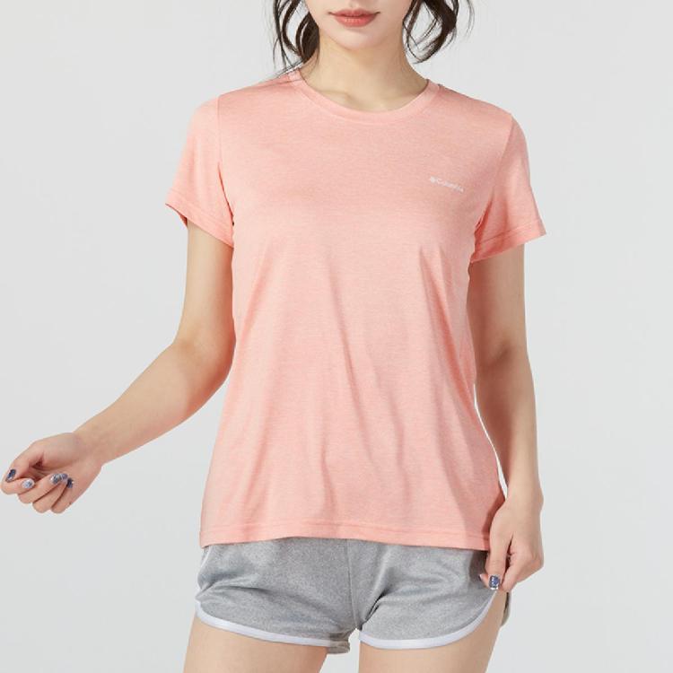 Columbia 圆领短袖户外女装上衣休闲舒适透气针织运动t恤 In Pink