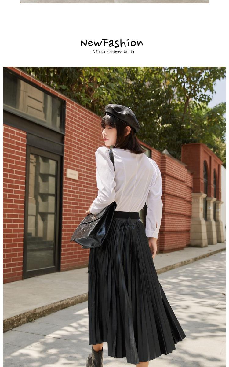 【街拍风】街拍风高腰百褶半身裙女