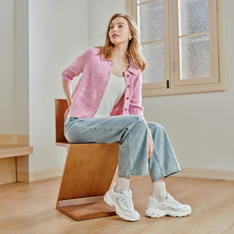 斯凯奇 【蕾丝拼接】女鞋子老爹鞋女运动鞋女休闲鞋女小白鞋女春夏季