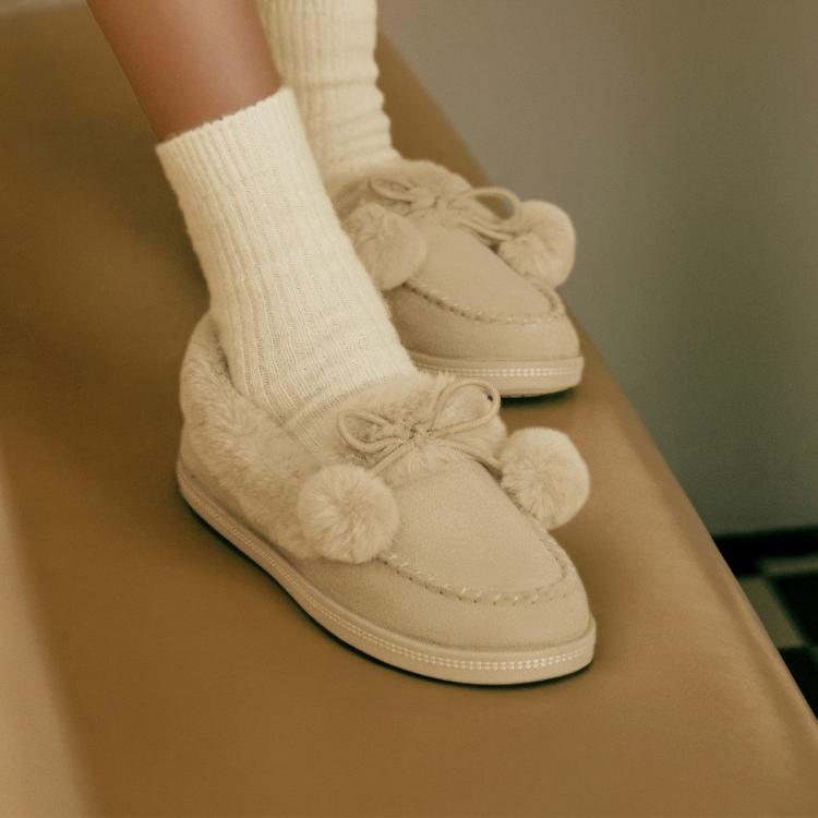 斯凯奇 【加绒保暖】女鞋休闲鞋乐福鞋浅口单鞋柔软舒适蝴蝶结冬季