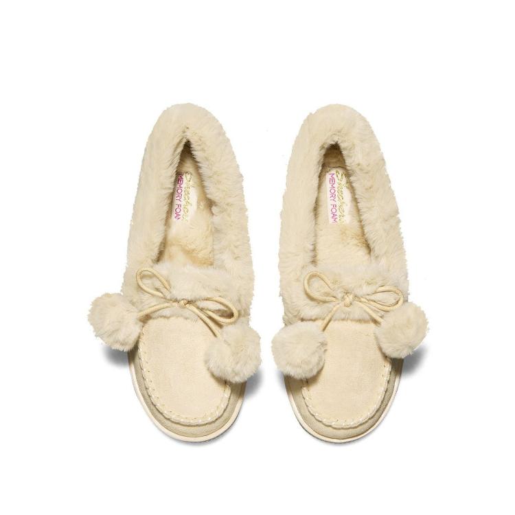 斯凯奇 【加绒保暖】女鞋休闲鞋乐福鞋浅口单鞋柔软舒适蝴蝶结冬季