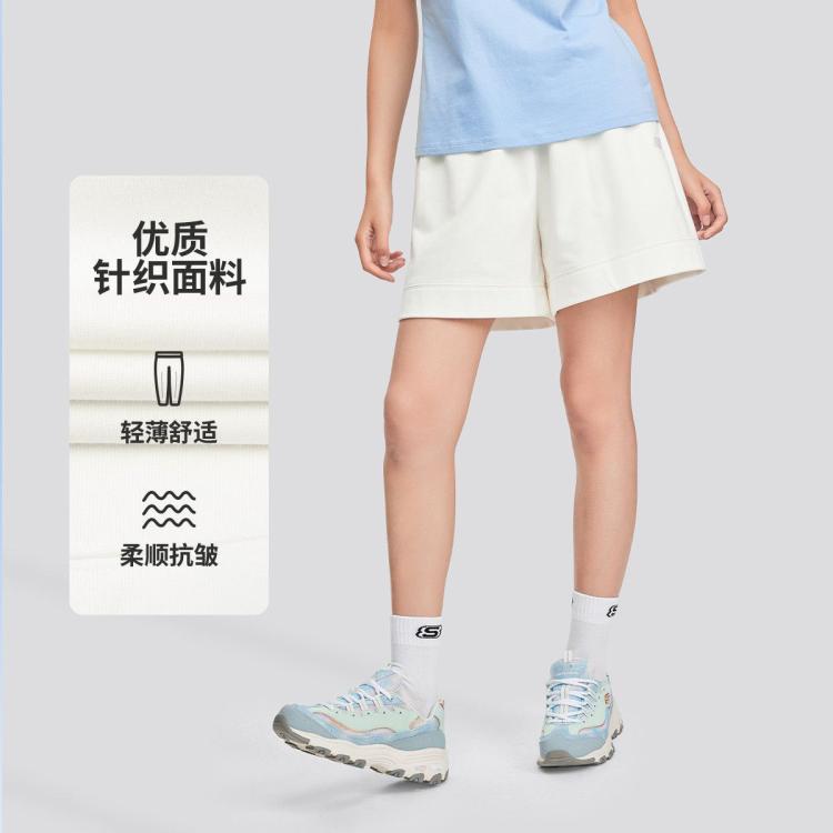 Skechers 斯凯奇 【舒适透气】24年女士短裤针织裤休闲百搭运动裤短裤女外穿夏季 In White