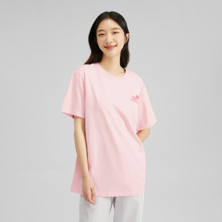 Skechers 【凉感速干】短袖t恤男女同款趣味水果运动t恤春夏季 In Pink