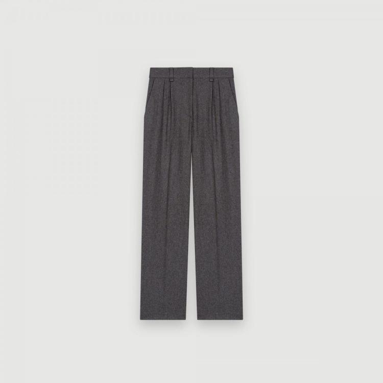 MAJE MAJE 冬季女装经典版型休闲长裤复古高级灰休闲通勤直筒裤高知风西裤