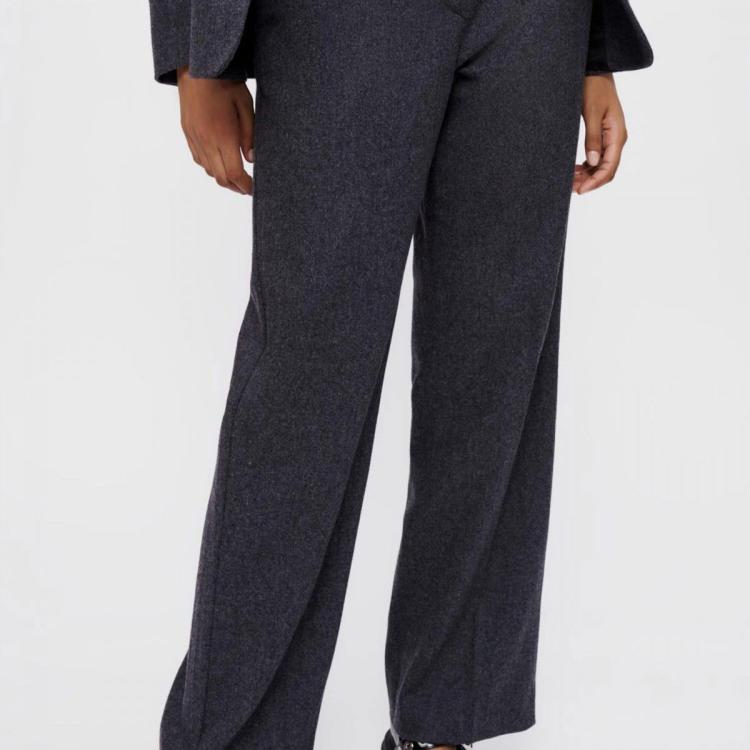 MAJE MAJE 冬季女装经典版型休闲长裤复古高级灰休闲通勤直筒裤高知风西裤