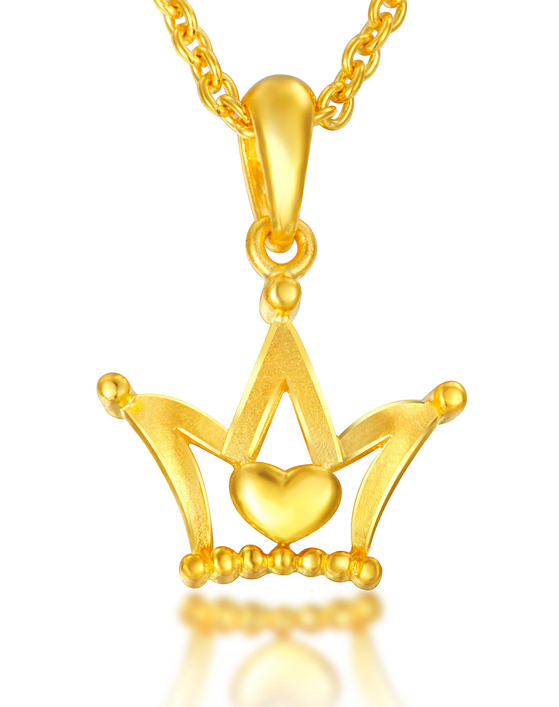 心形皇冠足金吊坠