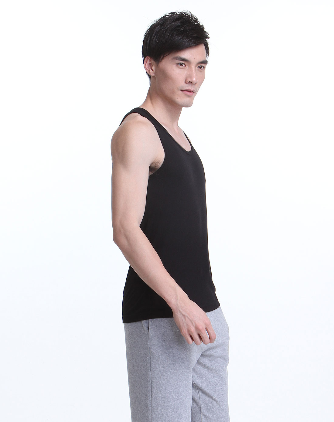 > (待确认)男款黑色清凉岛背心