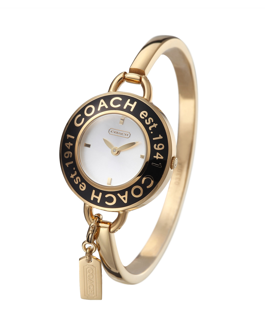 蔻驰coach女款金带黑圈简约时尚精钢表14501346_唯品会
